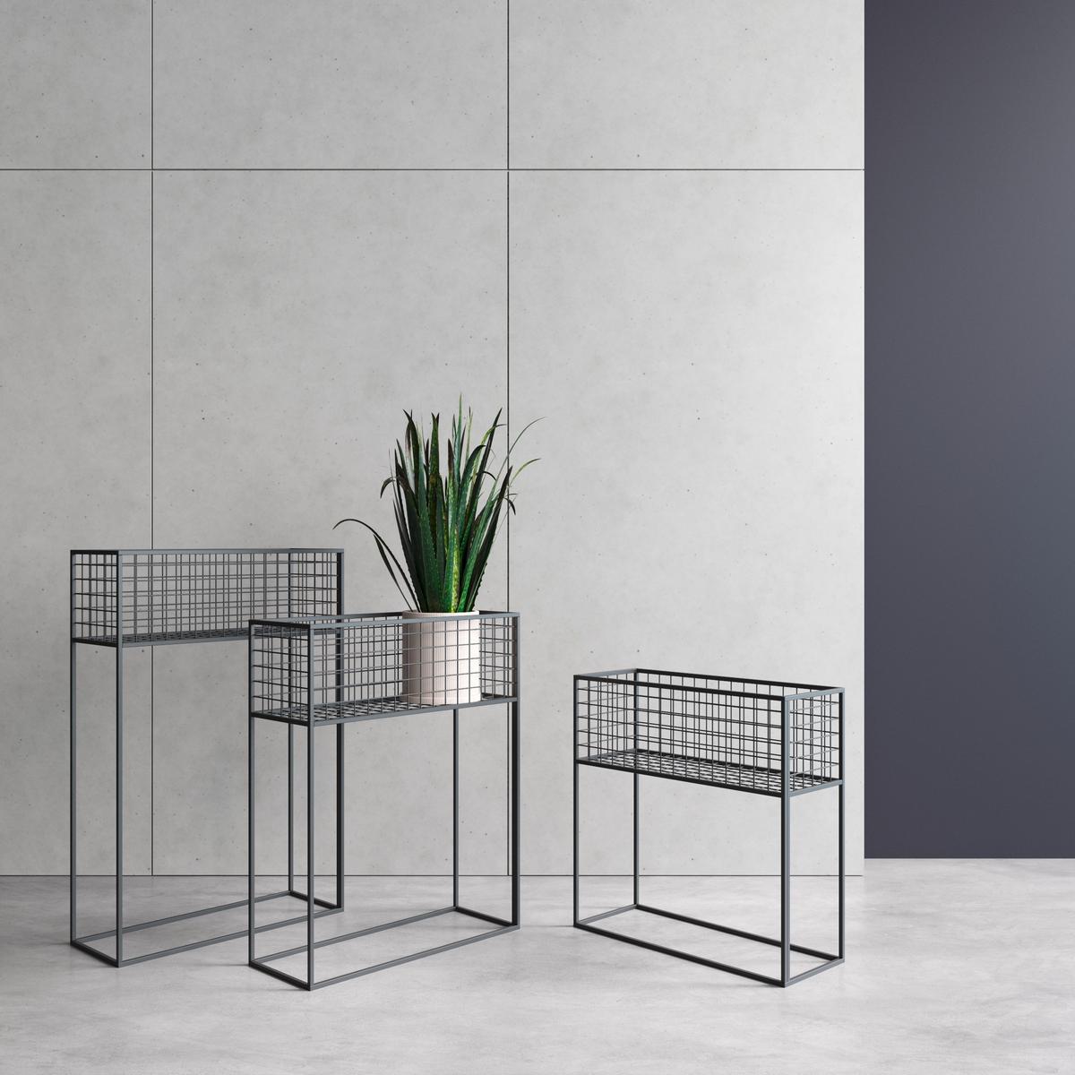 Blumenständer Aluminium Schwarz BxHxT: 60x75x23 Cn - Schwarz, Basics, Metall (60/75/23cm)