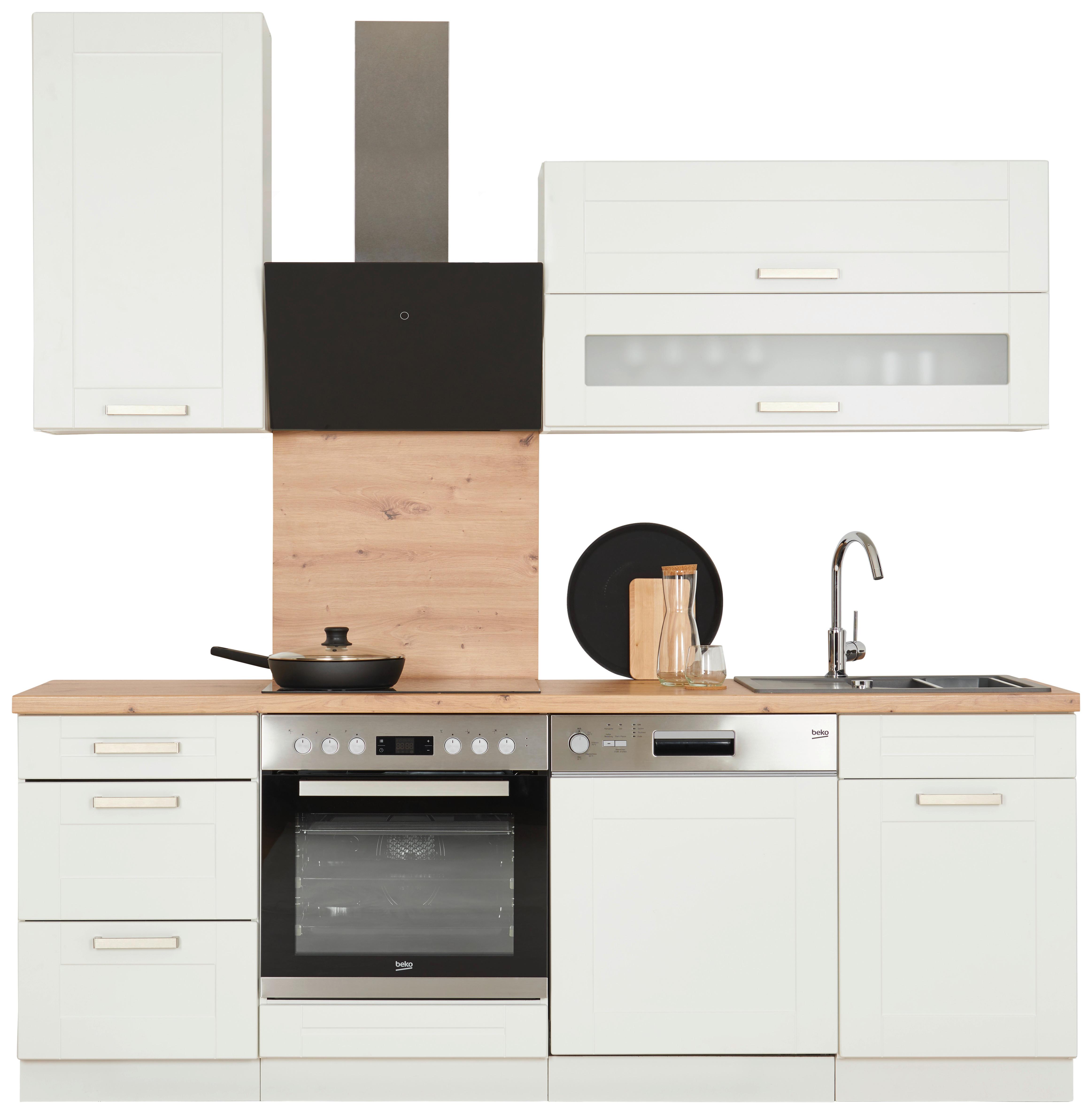 KUCHYNSKÝ BLOK BEZ SPOTREBIČO LUISA - biela/dub artisan, Romantik / Landhaus, kov/kompozitné drevo (220cm)