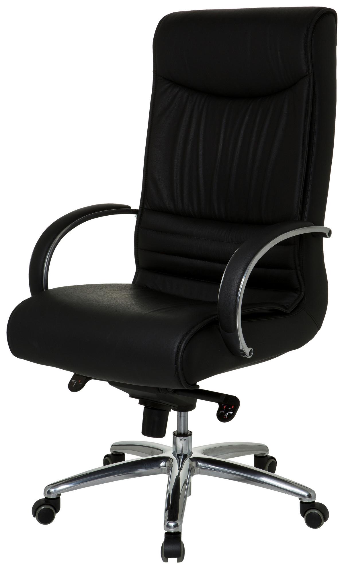Chefsessel Xxl Schwarz Bis 150 Kg - Silberfarben/Schwarz, Basics, Leder/Kunststoff (60/130/47cm) - MID.YOU