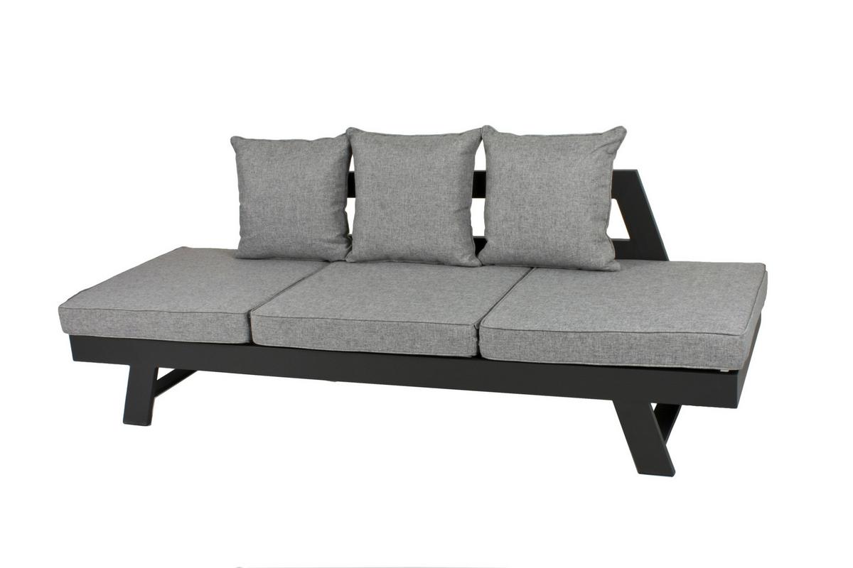 Loungegarnitur Donna - Schwarz/Grau, Basics, Kunststoff/Textil (216/70/74cm) - Gardenson