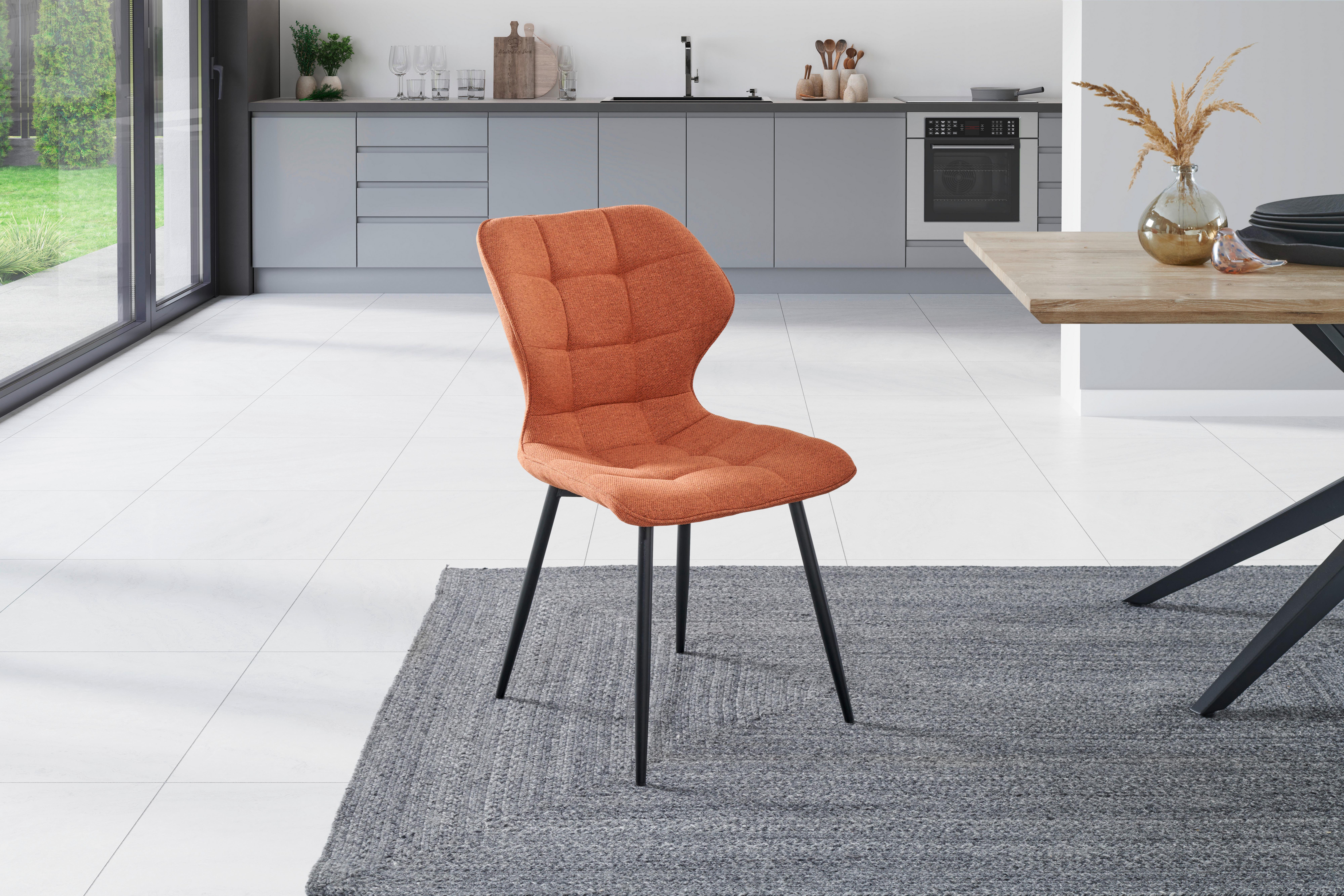 Stuhl Leana - Cognac/Schwarz, LIFESTYLE, Holz/Textil (47/82/59cm) - Livetastic