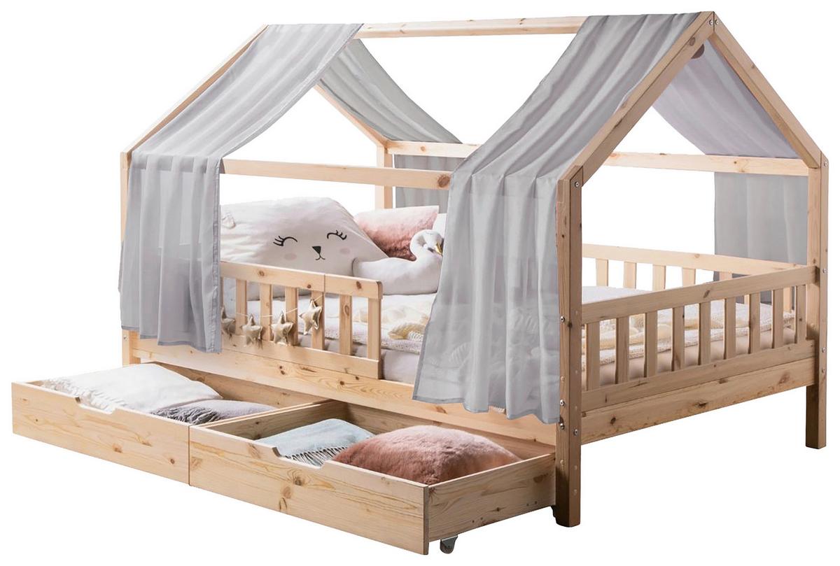 Hausbett Kim Naturfarben/Grau 120x200cm - Naturfarben/Grau, MODERN, Holz/Textil (120/200cm) - Livetastic