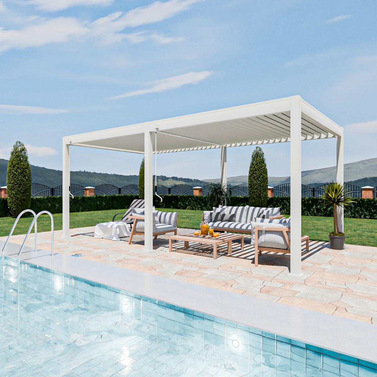 Pergola 300x600 cm Wetterbeständig, Weiß - Weiß Hochglanz, Basics, Metall (300/255/600cm)