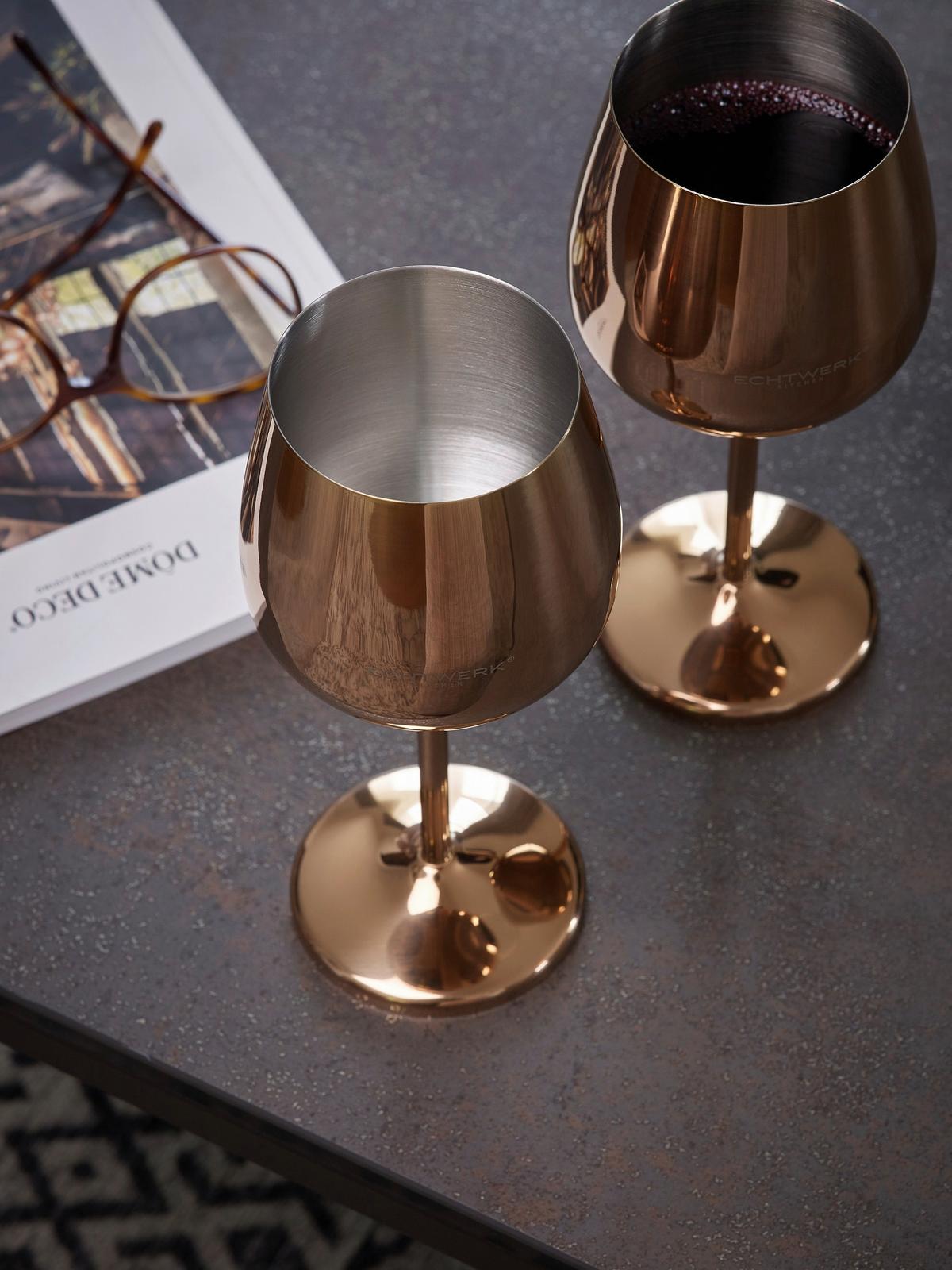 Weingläser Echtwerk Metall, Kupferfarben, Je 500ml - Kupferfarben, Basics, Metall (9,3/4,5/21cm) - Echtwerk