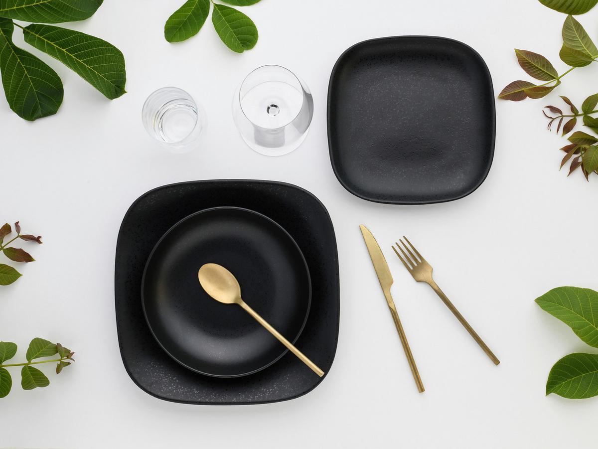 Tafelservice Magic Black Square, 12--Teilig., Schwarz - Schwarz, Basics, Keramik - Creatable