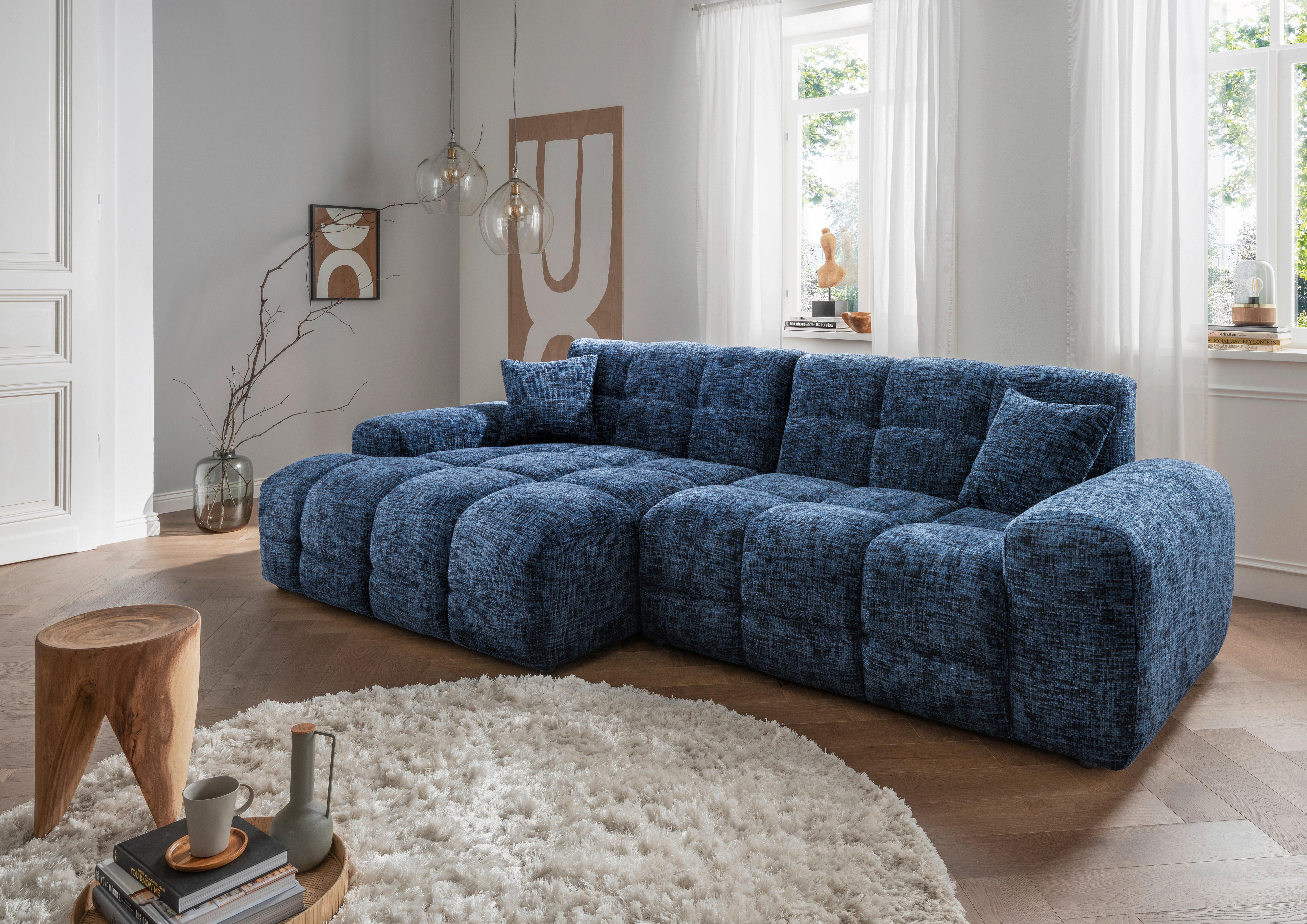 Ecksofa Bosco, Blau S: 152x301 cm - Blau/Schwarz, MODERN, Textil (152/301cm) - Livetastic