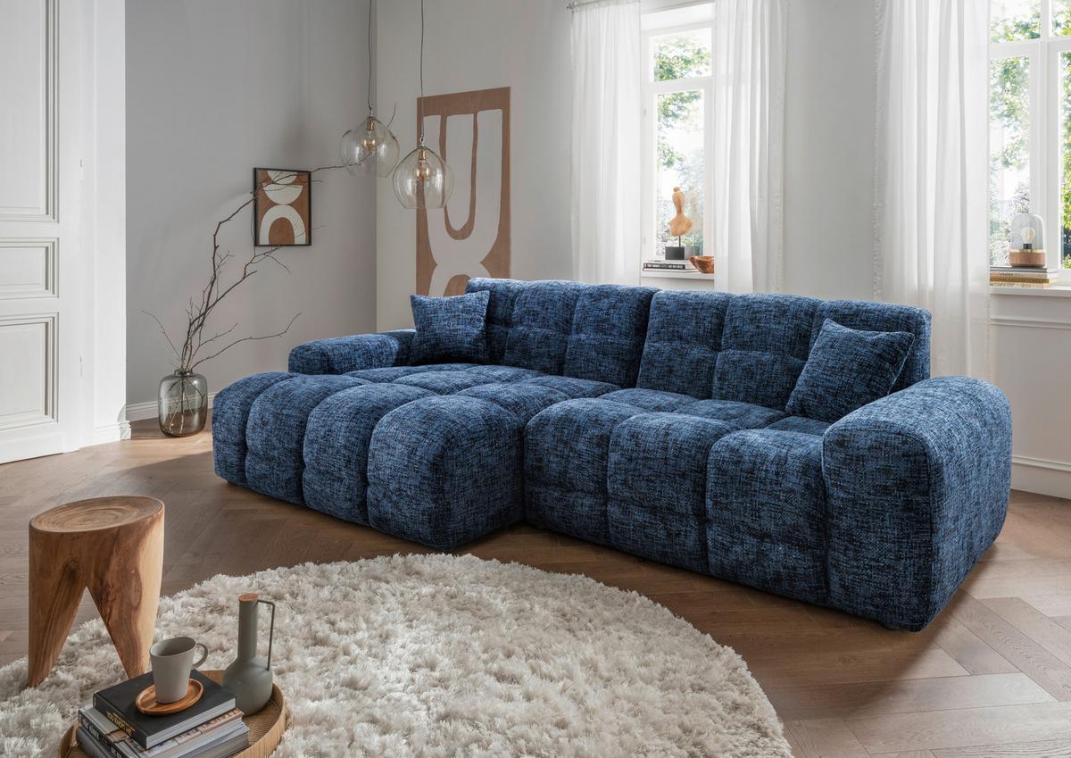 Ecksofa Bosco, Blau S: 152x301 cm - Blau/Schwarz, MODERN, Textil (152/301cm) - Livetastic