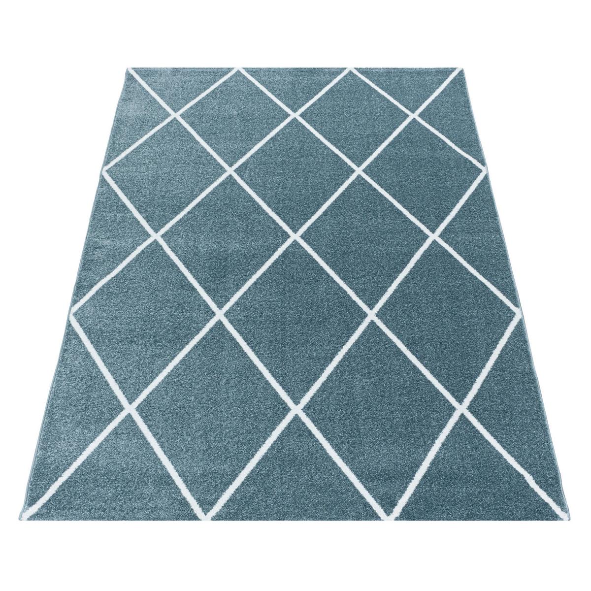 Hochflor Teppich Blau/weiß Rio 80x150 Cm - Blau, Basics, Textil (80/150cm)