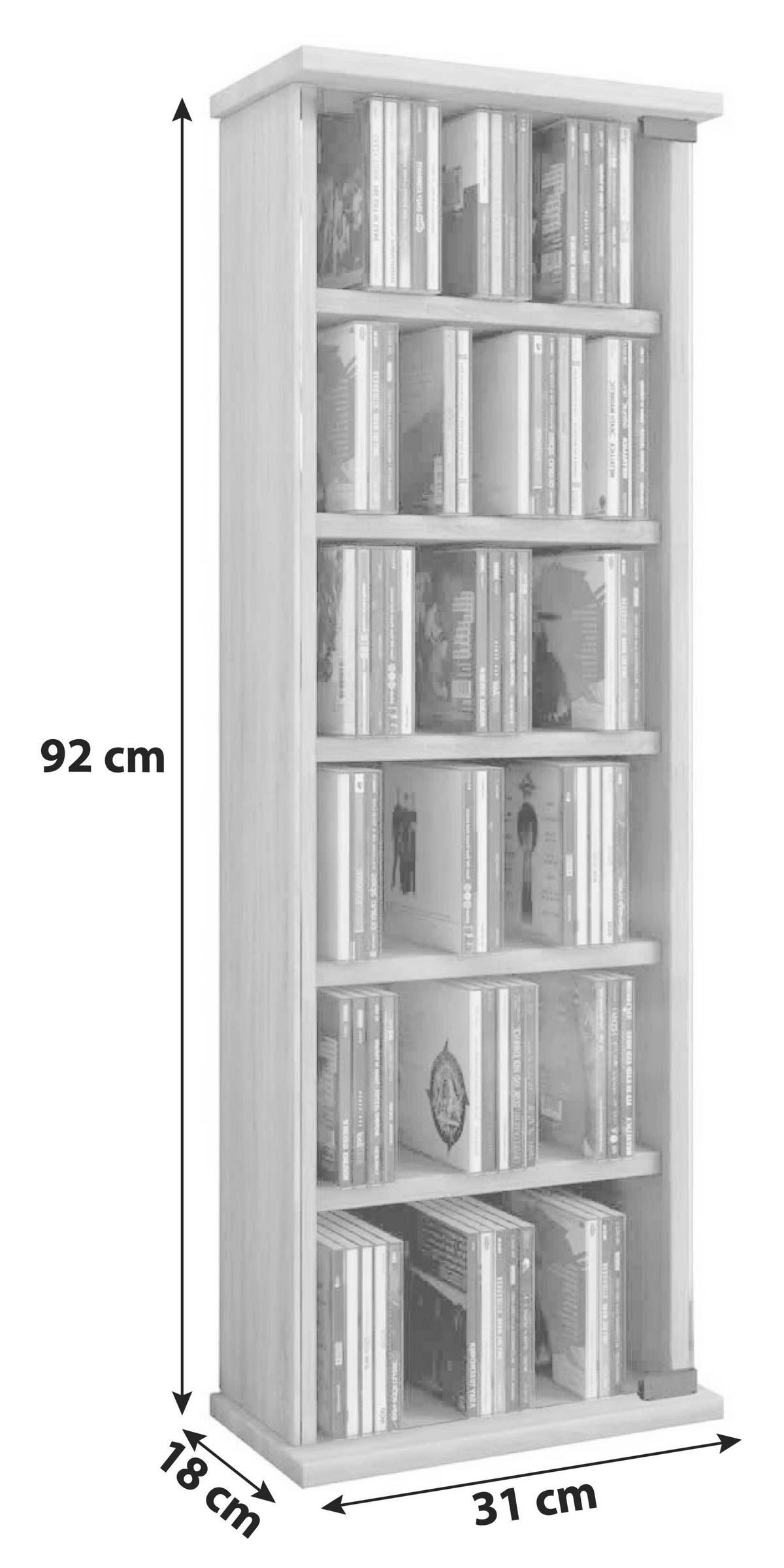 CD Regal mit Glastür Vetro 31 cm Eiche Dekor - Eichefarben, KONVENTIONELL, Glas/Holzwerkstoff (31/92/18cm) - MID.YOU