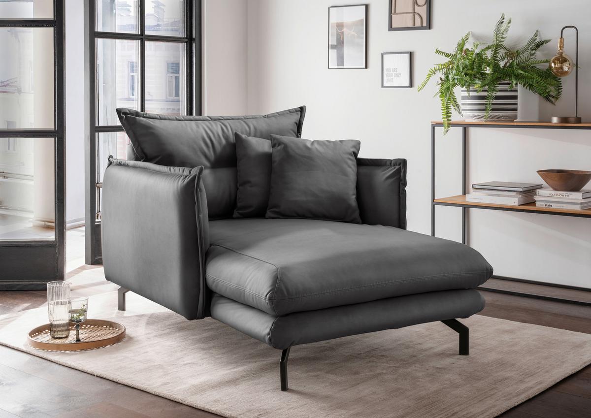 XXL-Sessel Lava Anthrazit B: 111cm - Anthrazit/Schwarz, MODERN, Textil (111/101/167cm) - Livetastic