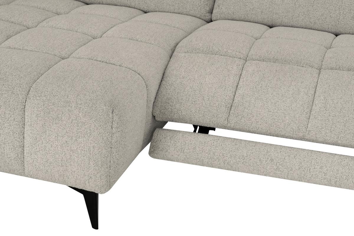 Sedací souprava VENICE, levá, bílá, elektrické nastavení noh - bílá/černá, Moderní, kov/dřevo (156/268cm) - Premium Living