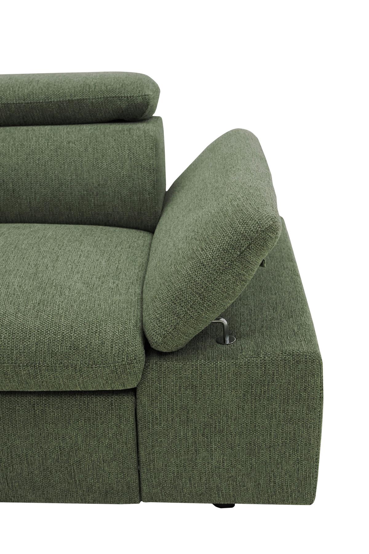 Ecksofa Firenze - Schwarz/Olivgrün, Basics, Textil (219/265cm) - MID.YOU