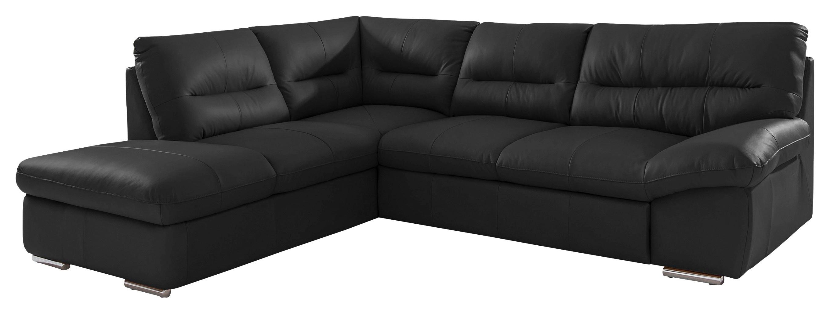 Ecksofa William, Schwarz S: 216x268 Cm - Chromfarben/Schwarz, Design, Leder (216/268cm) - Livetastic