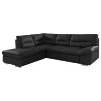 Ecksofa William, Schwarz S: 216x268 cm - Chromfarben/Schwarz, Design, Leder (216/268cm) - Livetastic