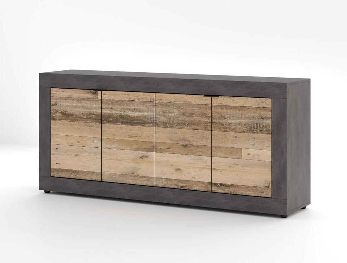 Sideboard 180cm Lunea Alteiche Hell Dekor - Alteiche/Schwarz, Design, Holzwerkstoff (180/86/42cm) - MID.YOU