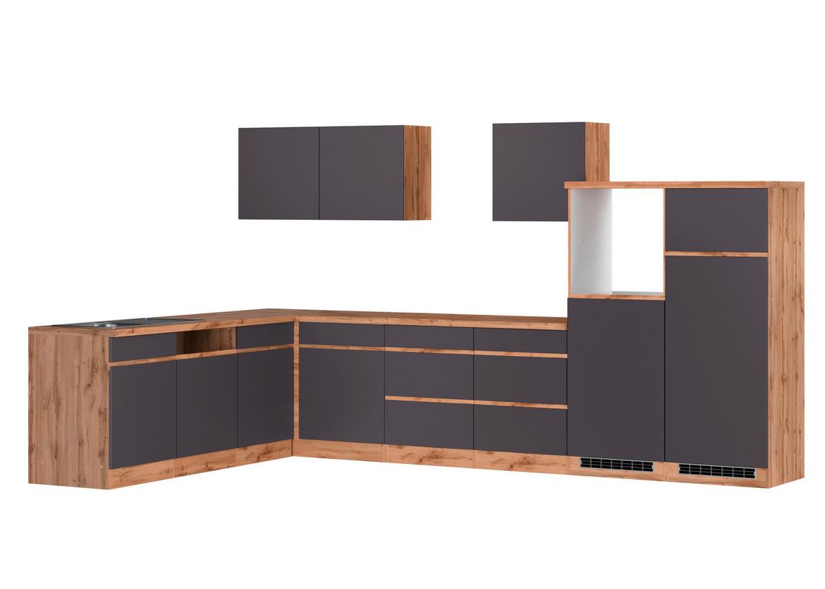 Eckküche Turin Ohne Geräte 360x240 Cm Grau/eiche Dekor - Eiche Wotan/Grau, Design, Holzwerkstoff (360cm) - Held