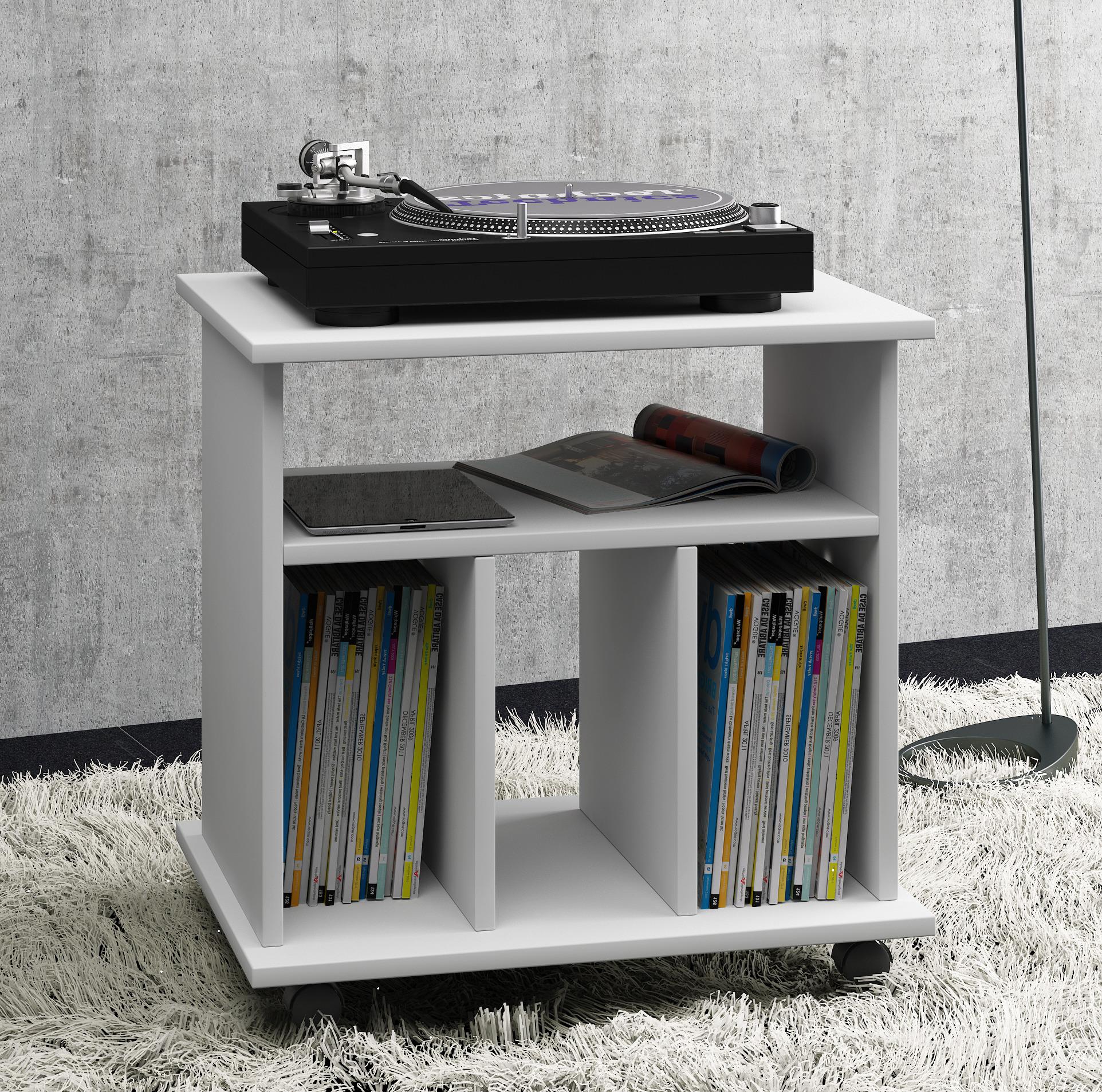 Regál na gramofónové desky Rental šířka 60cm bílá - bílá, Basics, kompozitní dřevo (60/59/45cm) - MID.YOU