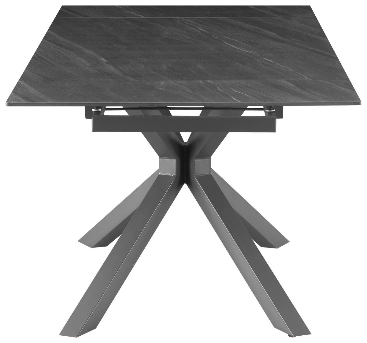 Ausziehtisch Lorenzo Keramik Dunkelgrau B:160-240cm - Dunkelgrau/Grau, KONVENTIONELL, Keramik/Metall (160-240/75/90cm) - MID.YOU