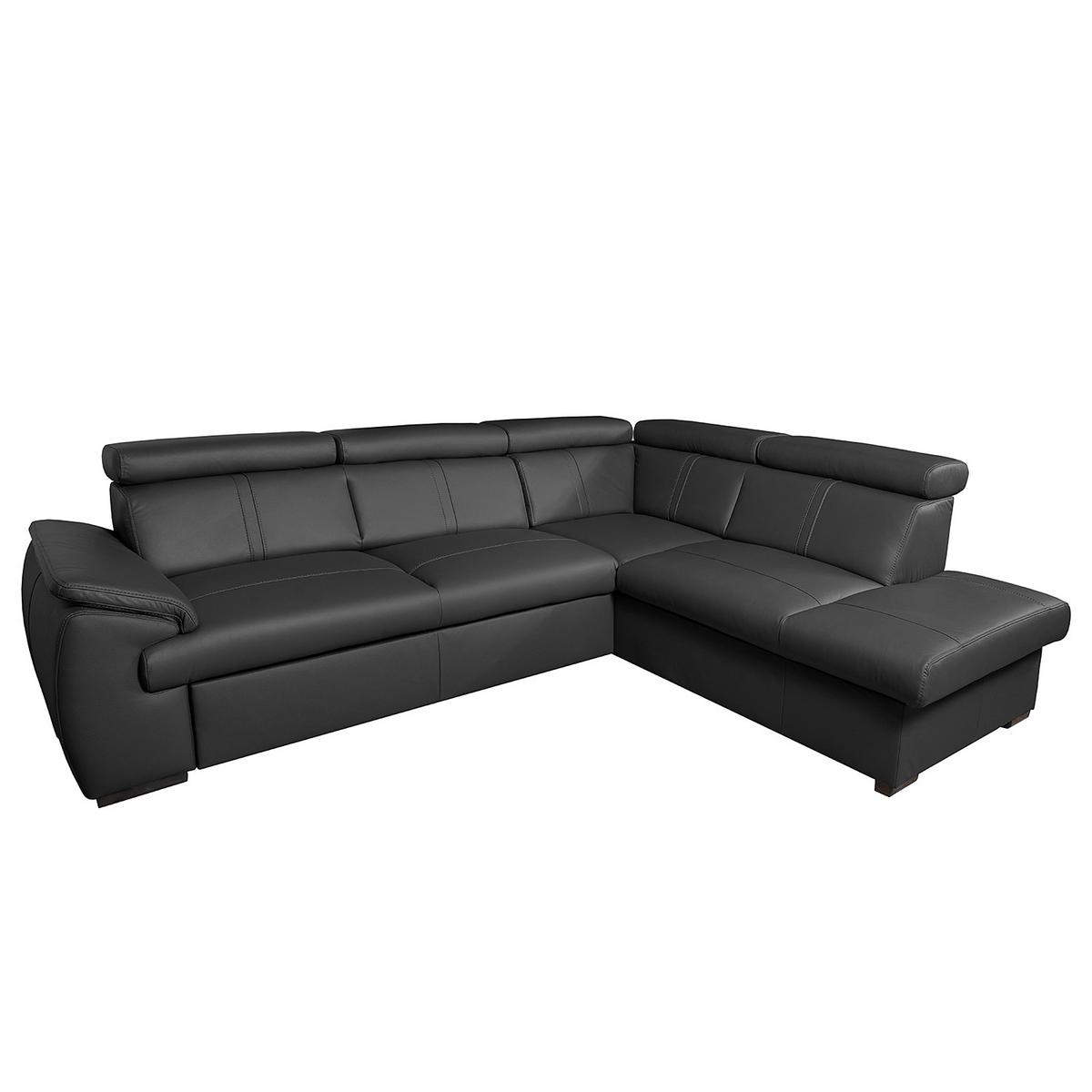 Ecksofa City Schwarz B: 265x211 Cm - Wengefarben/Schwarz, Design, Leder (265/211cm) - Livetastic