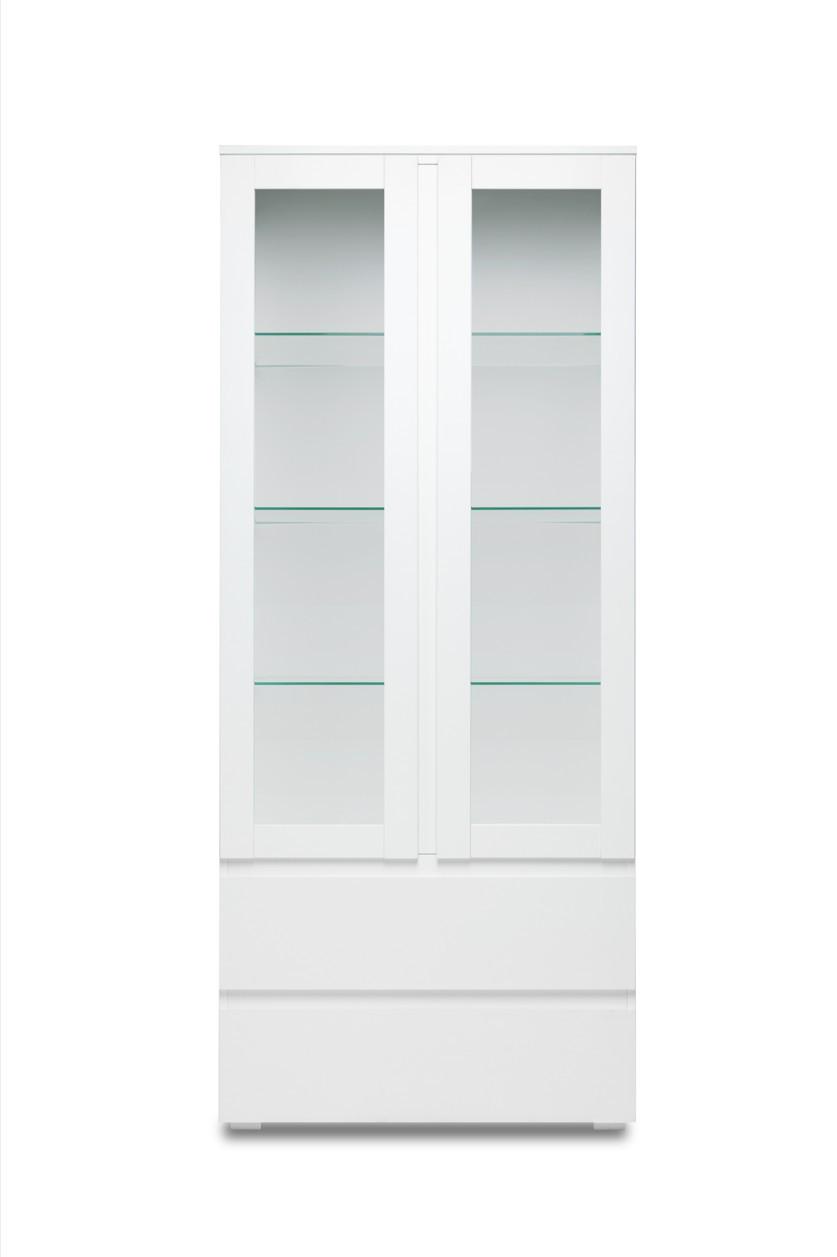 Vitrine Image B: 80 cm Weiß - Silberfarben/Weiß, KONVENTIONELL, Glas/Holzwerkstoff (80/191/40cm) - MID.YOU