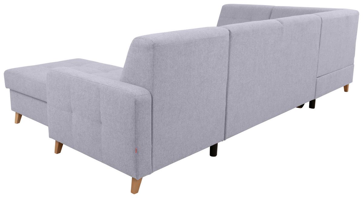 Sedací souprava LARS U, levá, šedá - šedá/jádrový buk, Moderní, dřevo/textil (187/299/161cm)
