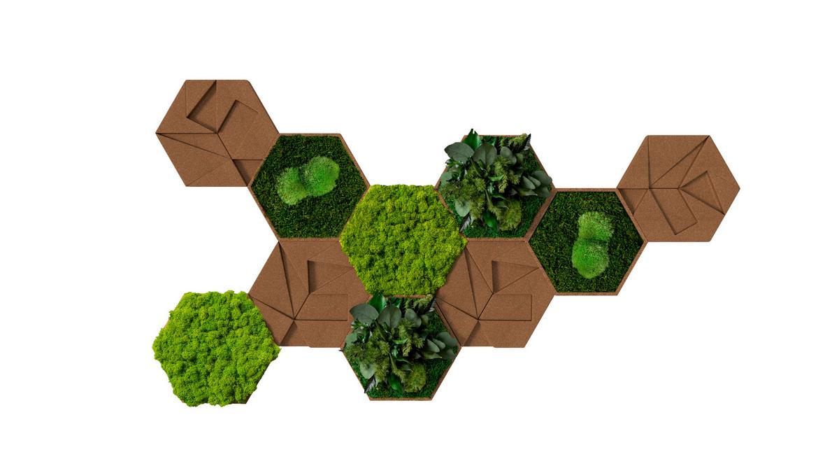 Moospaneel Grün Hellbraun B: 19 cm - Hellbraun/Grün, Basics, Naturmaterialien/Holz (19/22cm)