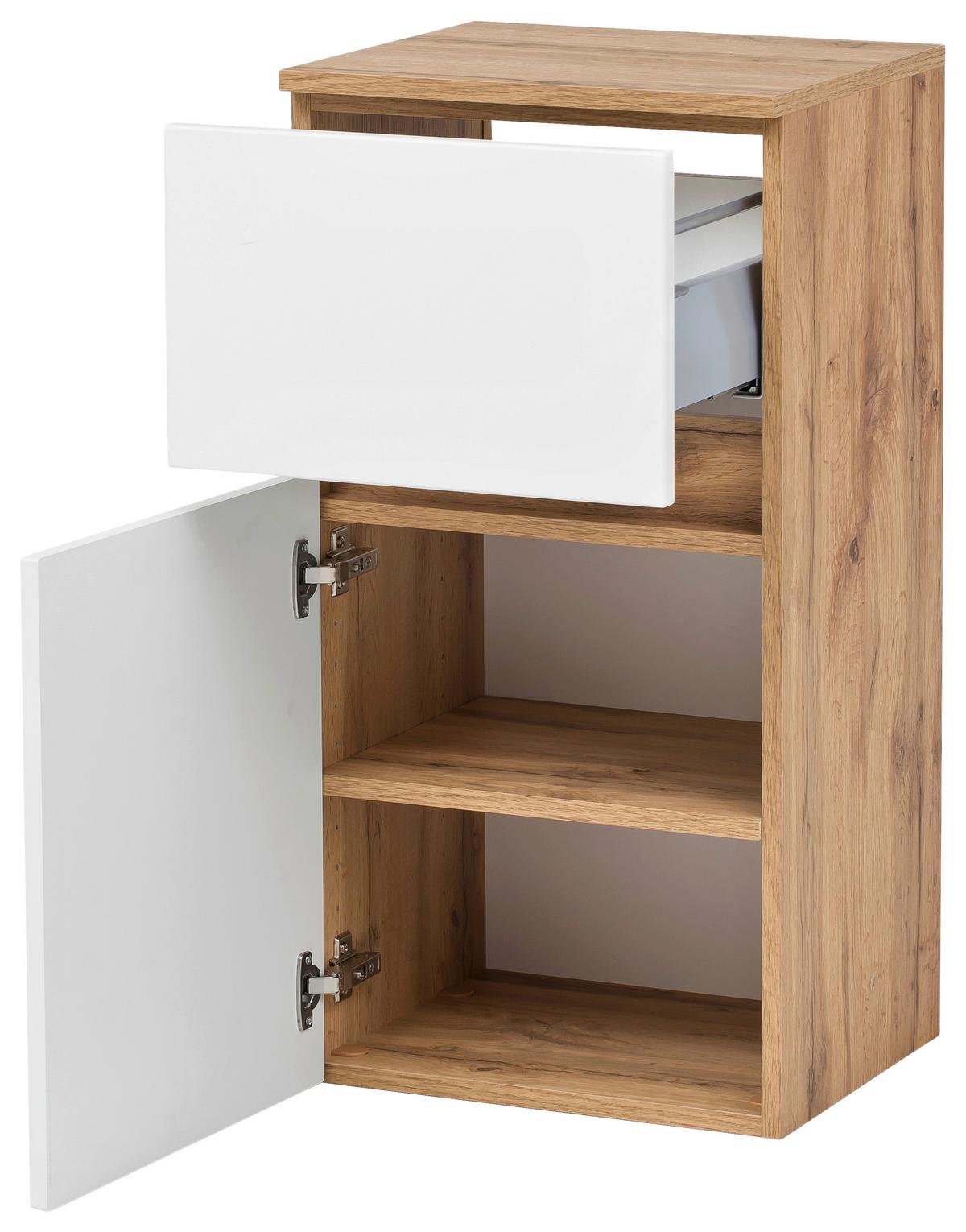 Unterschrank Kopenhagen B: 40 Cm Weiß/eiche Dekor - Eichefarben/Silberfarben, KONVENTIONELL, Holzwerkstoff (40/79/35cm) - Held