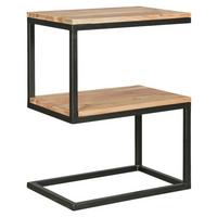 Príručný stolík Akola masív - čierna/farba akácie, Design, kov/drevo (45/30/60cm) - MID.YOU