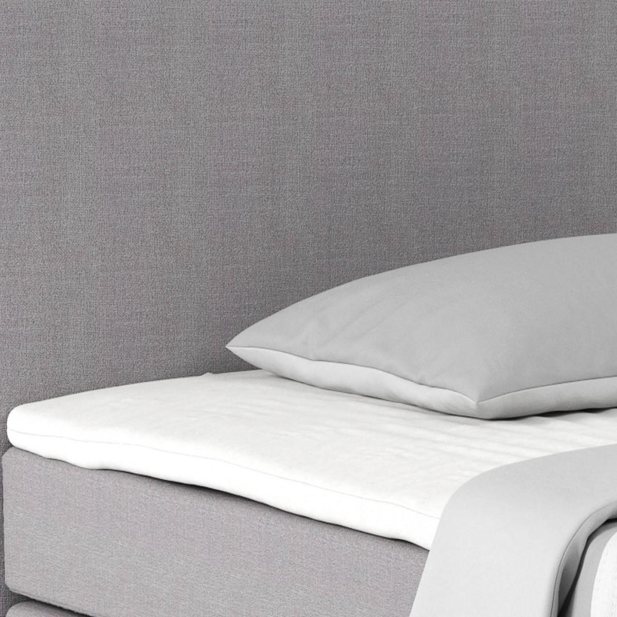 Postel Boxspring Nero, 140x200 cm, šedá - šedomodrá/šedobéžová, Konvenční, kov/textil (140/200cm)