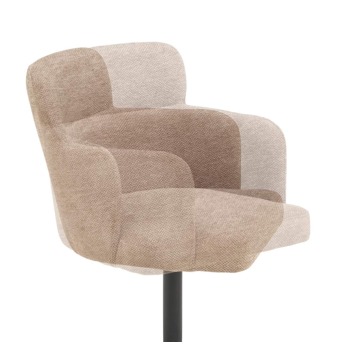 Armlehnstuhl Matteo Webstoff Braun, B: 58,5 cm - Schwarz/Braun, KONVENTIONELL, Holz/Textil (58,5/85/63cm) - Livetastic