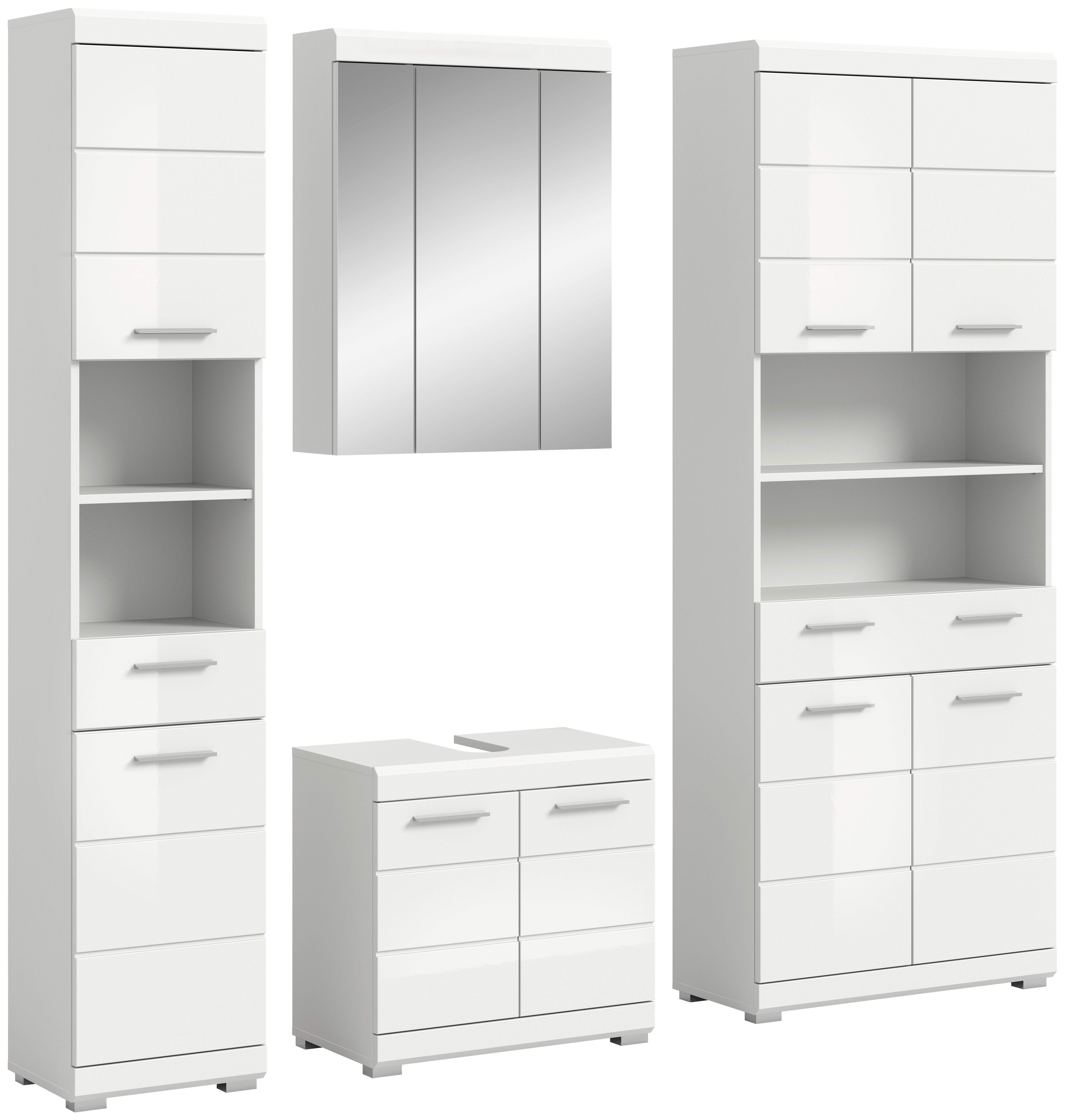 Badezimmer Scout Weiß B: 171 Cm - Weiß Hochglanz/Silberfarben, MODERN, Glas/Holzwerkstoff (171cm) - MID.YOU