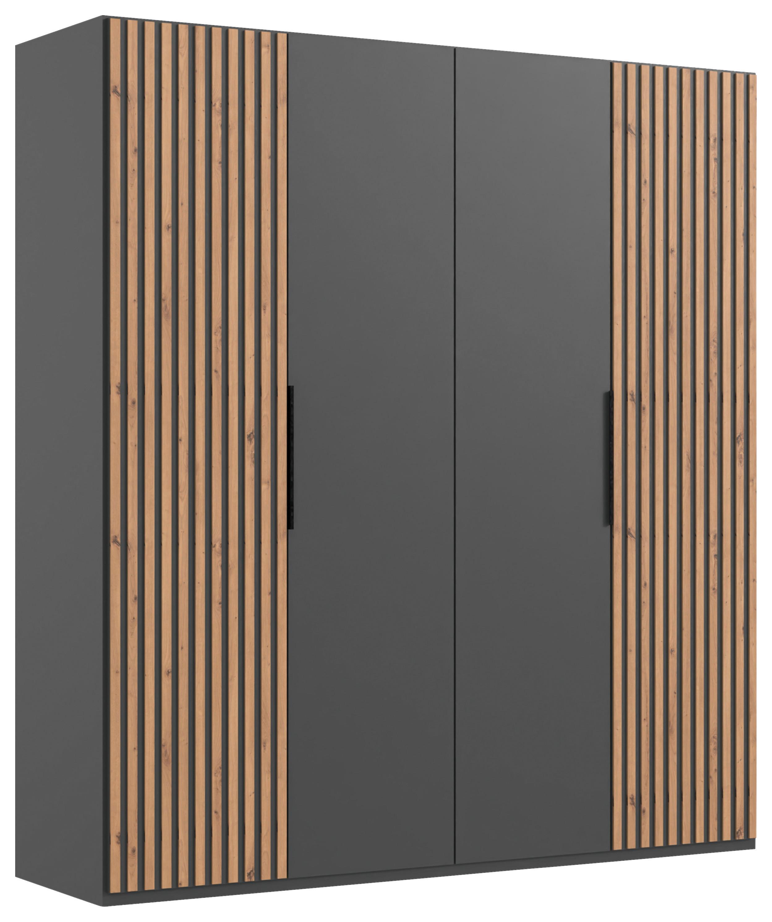 Drehtürenschrank Andorra Eiche/graphitfarben B: 200 Cm - Eichefarben/Graphitfarben, MODERN, Holzwerkstoff (200/216/58cm) - MID.YOU