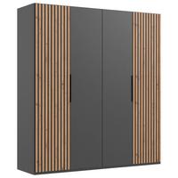 Drehtürenschrank Andorra Eiche/Graphitfarben B: 200 cm - Eichefarben/Graphitfarben, MODERN, Holzwerkstoff (200/216/58cm) - MID.YOU