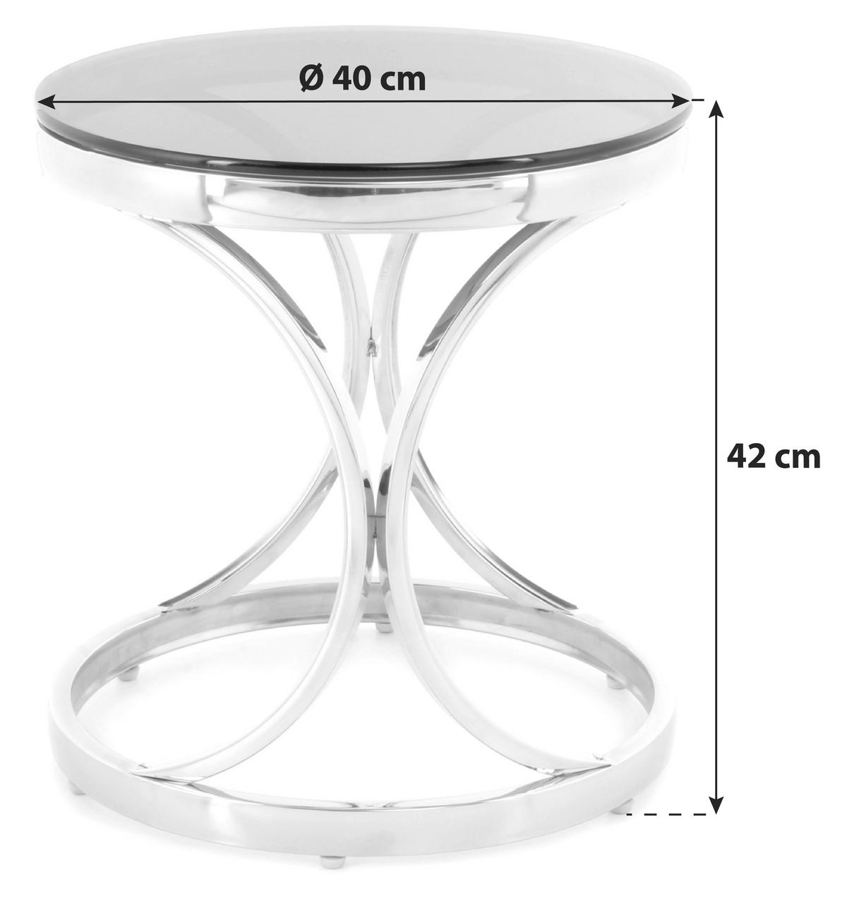 Beistellitsch mit Glasplatte Weyda, Silber/Schwarz - Silberfarben/Schwarz, Basics, Glas/Metall (40/40/42cm) - Kayoom
