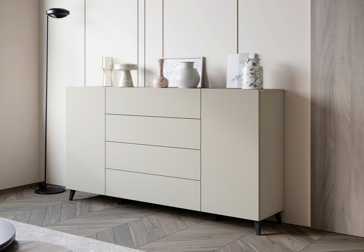 Široká komoda PHUKET 180 - čierna/kašmírová, Design, kompozitné drevo/plast (180/95,4/39cm) - P & B