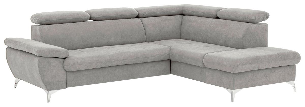 Ecksofa Mit Schlaffunktion Gisele - Chromfarben/Grau, KONVENTIONELL, Textil (256/209cm) - Livetastic