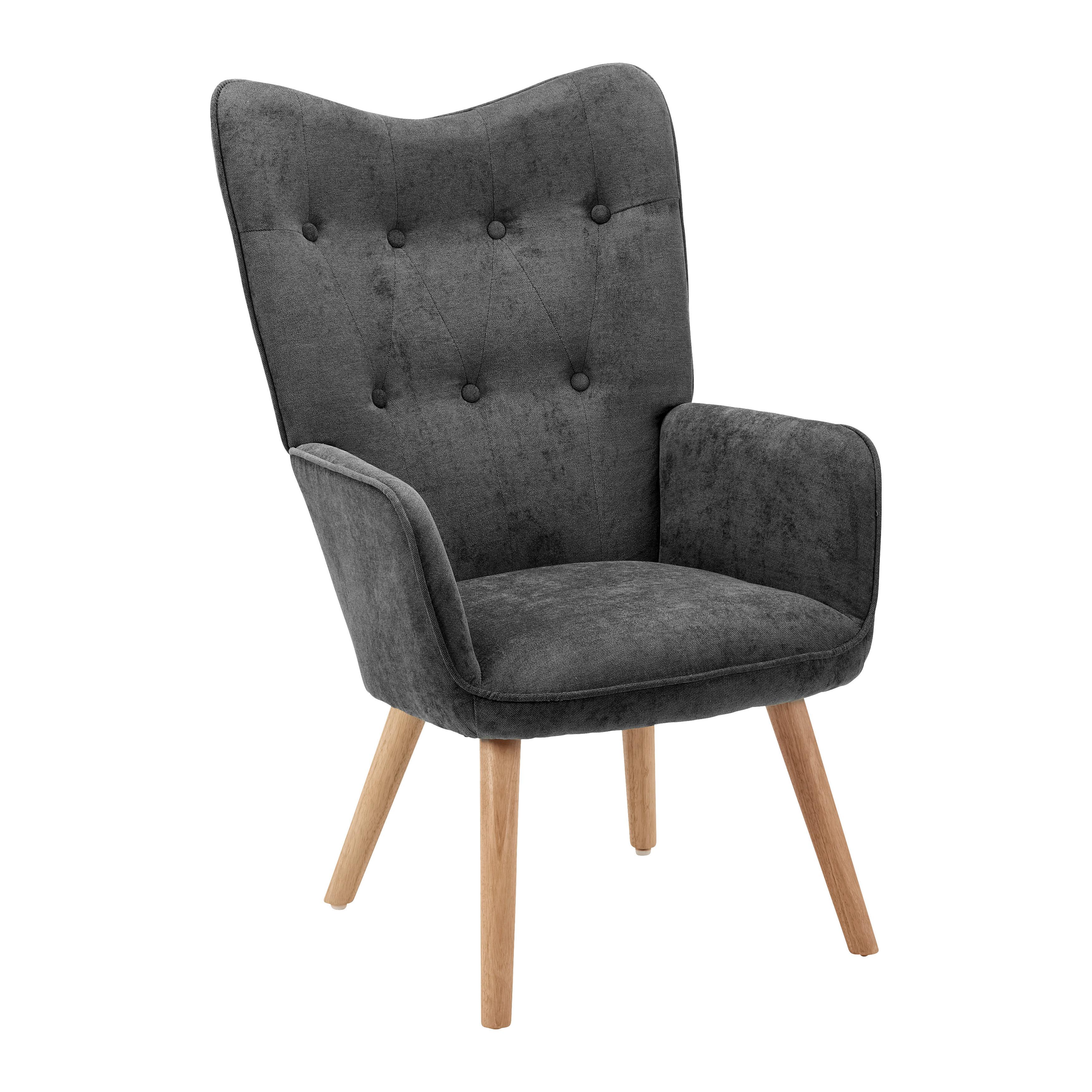 Relaxačné kreslo NATALIE, sivá - sivá/prírodná farba, Modern, kov/drevo (64/99/68cm) - Bessagi Home