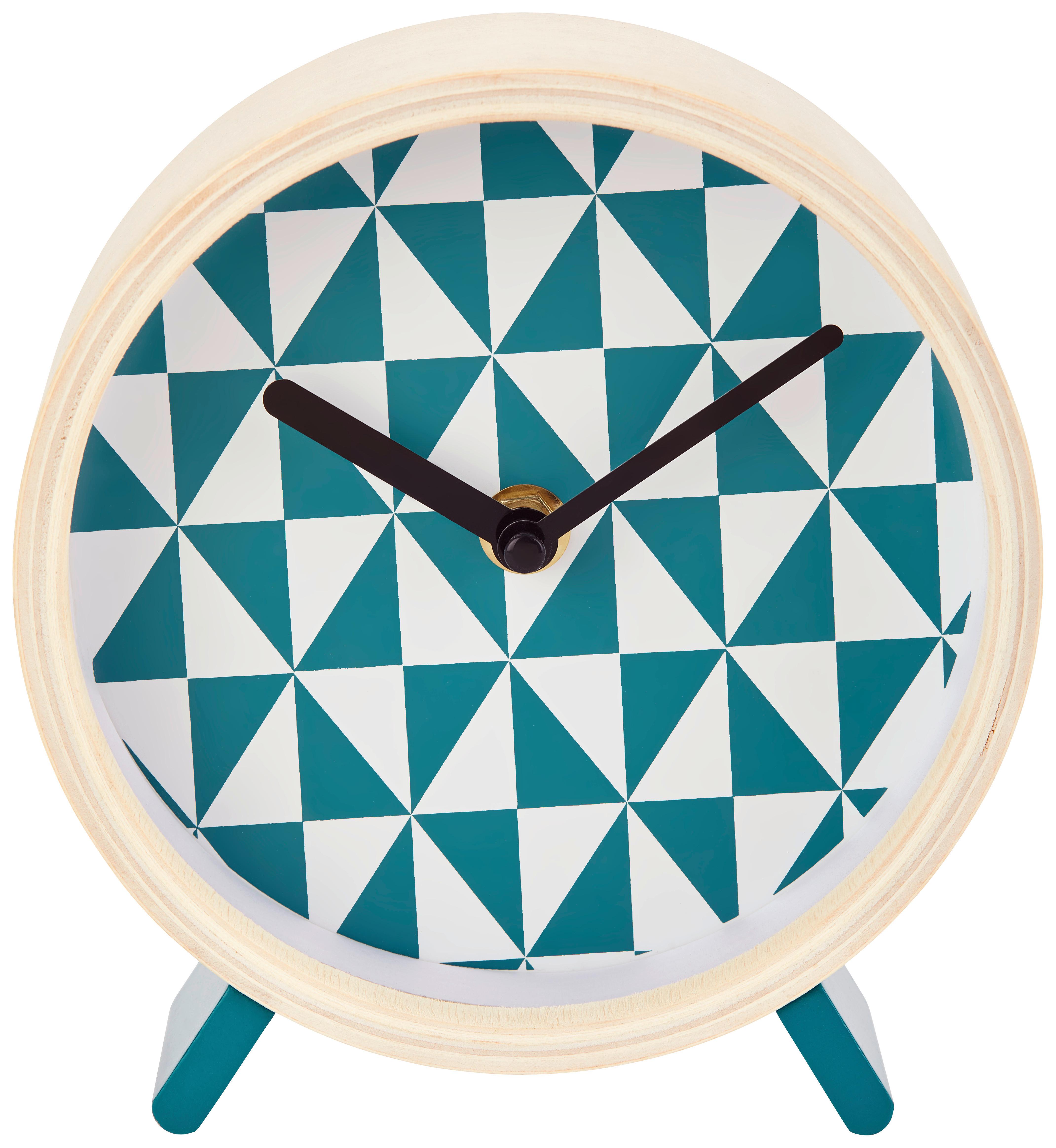Standuhr Hercules - Blau/Naturfarben, MODERN, Glas/Holz (15/16/4,5cm) - Luca Bessoni