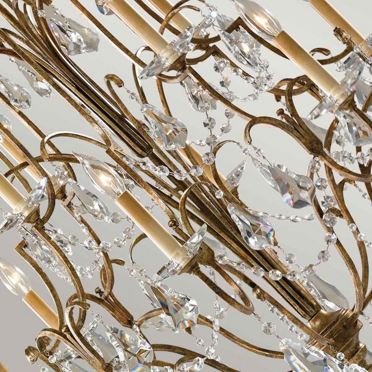Kronleuchter Fe-Valentina H: 125,2 cm 12-flammig - Bronzefarben, Natur, Glas/Metall (92.6/125.2cm) - Elstead Lighting