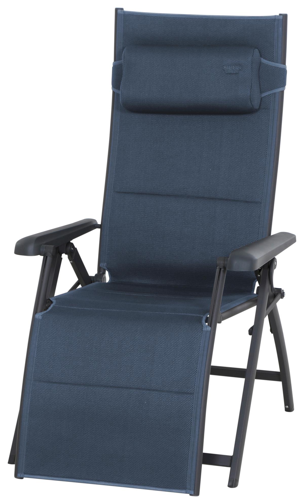 Garten-Relaxliege Aluminium verstellbar - Anthrazit/Dunkelblau, KONVENTIONELL, Textil/Metall (69/124/84cm) - Siena Garden