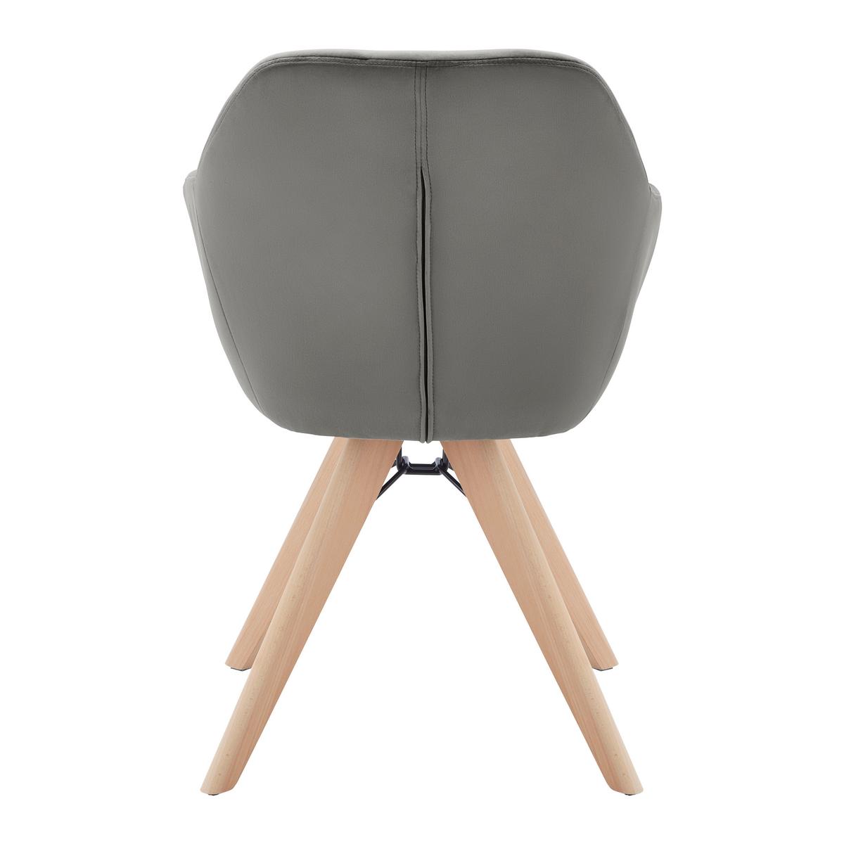 Stolička zo zamatu Jona sivohnedá - farba buka/sivohnedá, Modern, kov/drevo (57,5 cm/82/63cm) - Bessagi Home