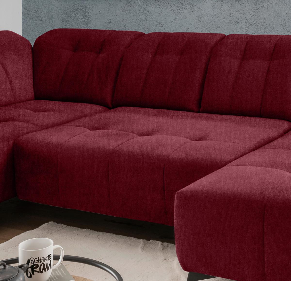 Ecksofa, Sitzvorzug Elektrisch Sano, Bordeaux, 200x337x180 Cm - Bordeaux/Schwarz, MODERN, Textil (200/337/180cm) - Livetastic