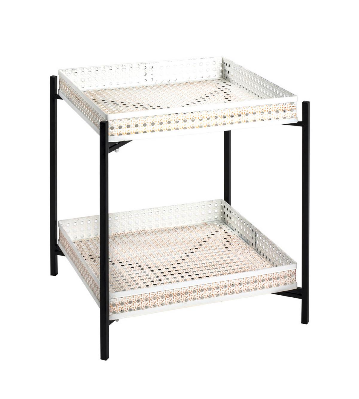 Beistelltisch mit Ablage Anela Creme-Weiß/Schwarz - Creme/Schwarz, Basics (42/50/42cm)
