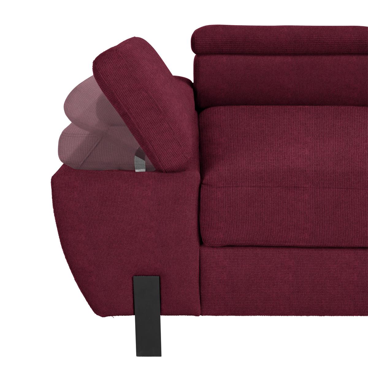 Rohová sedačka MILNA, pravá, bordová - čierna/bordová, Modern, kov/drevo (277/90/189cm) - Mömax