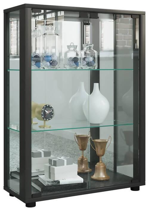 Vitrine Sintalo Schwarz B: 60 Cm - Schwarz, MODERN, Glas/Holzwerkstoff (60/80/25cm) - MID.YOU