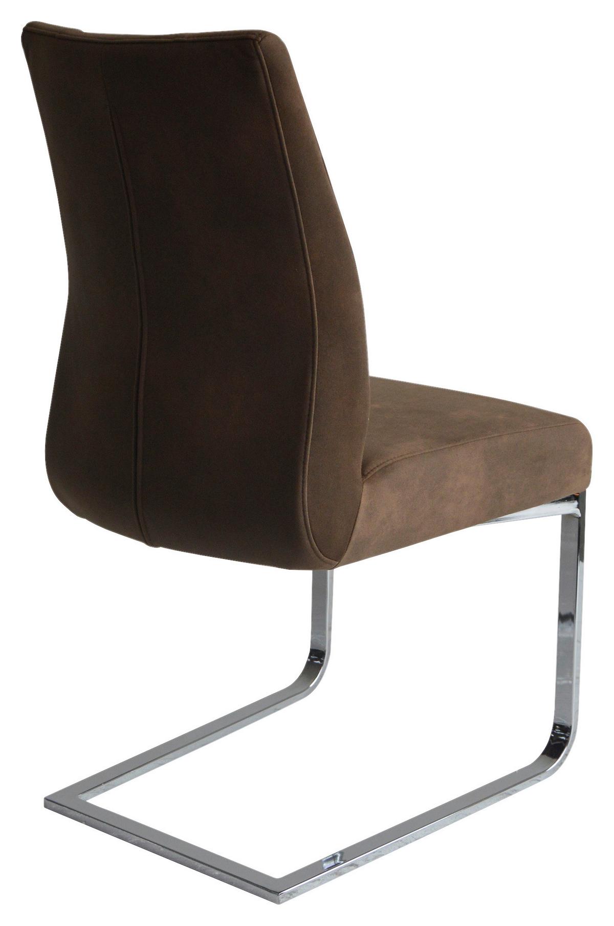 Schwingstuhl-Set Marlen XXL Braun/Silberfarben B: 47 cm - Silberfarben/Braun, LIFESTYLE, Textil/Metall (47/96/62cm) - MID.YOU