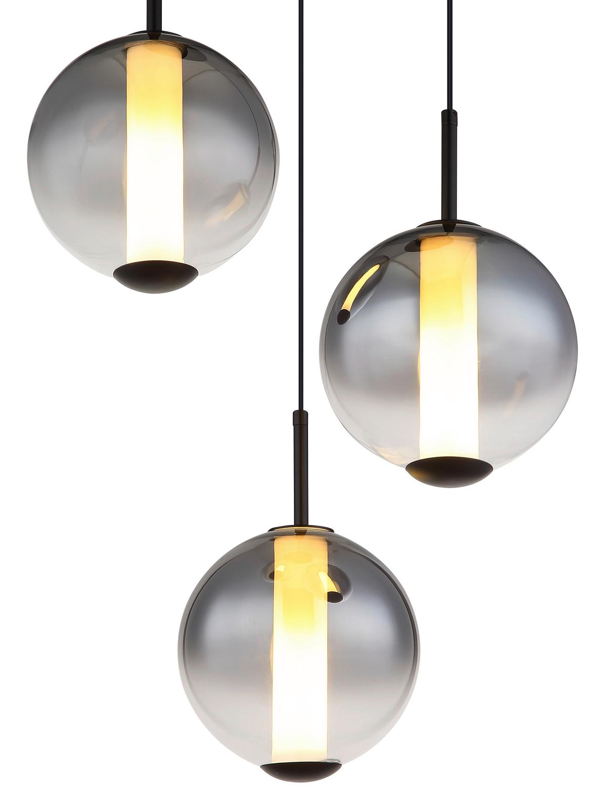 LED-Hängeleuchte Lacy Grau Schwarz Weiß D: 38 cm - Schwarz/Weiß, KONVENTIONELL, Glas/Kunststoff (38/120cm) - Globo