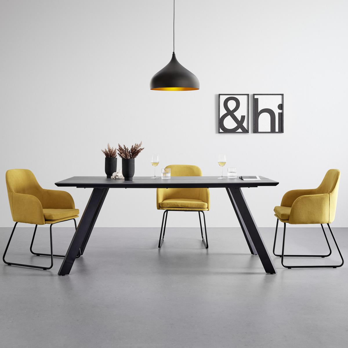 Jídelní stůl LITTA 180x90 cm - černá/tmavě šedá, Moderní, kov/dřevo (180/90/76cm) - P & B