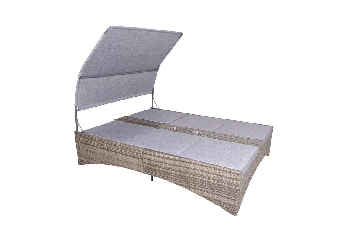 Doppelliege Pescara - Schwarz/Grau, Basics, Kunststoff/Textil (160/163/200cm) - Gardenson