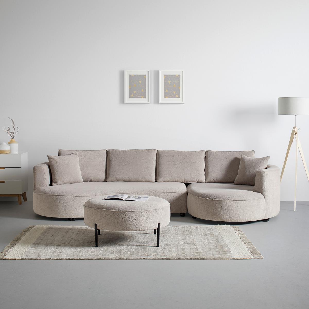 Sedací souprava NILAS, béžová barva - černá/šedobéžová, Moderní, kov/dřevo (335/65/154cm) - Bessagi Home